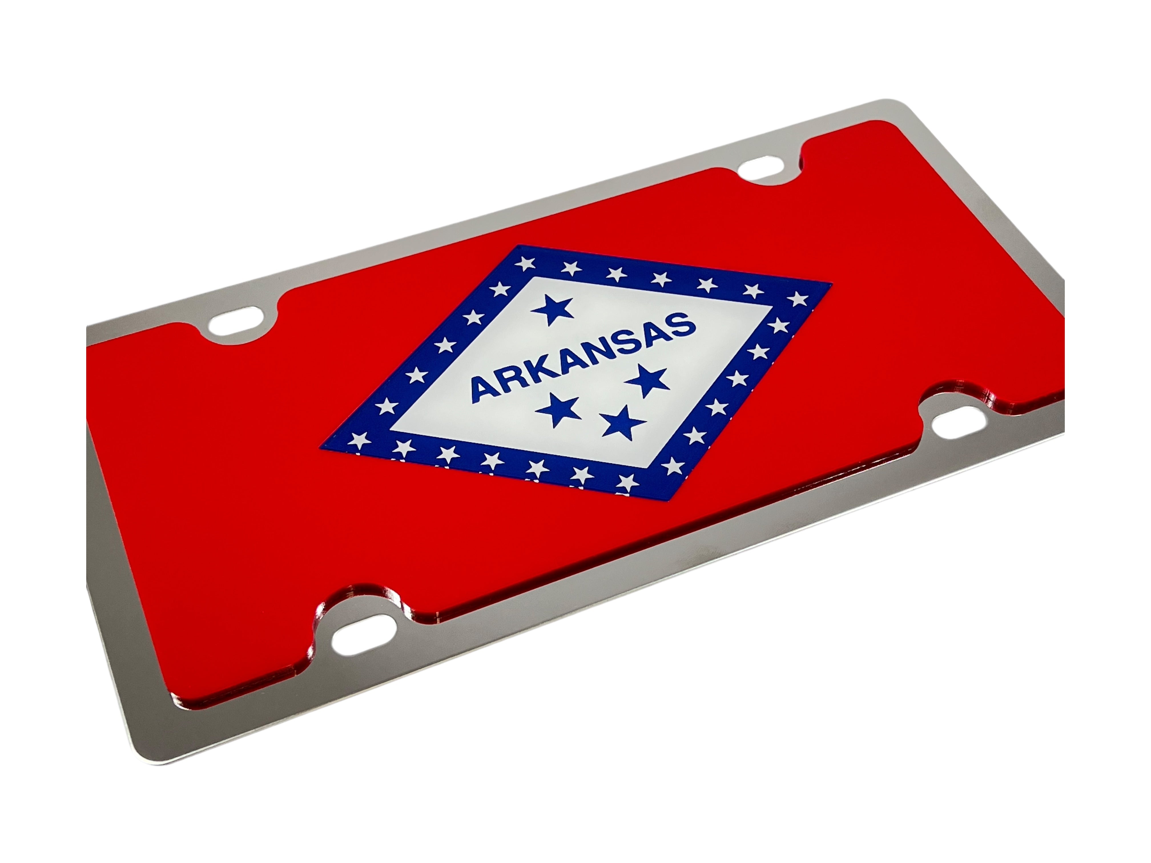 Arkansas State Flag Stainless Steel License Plate