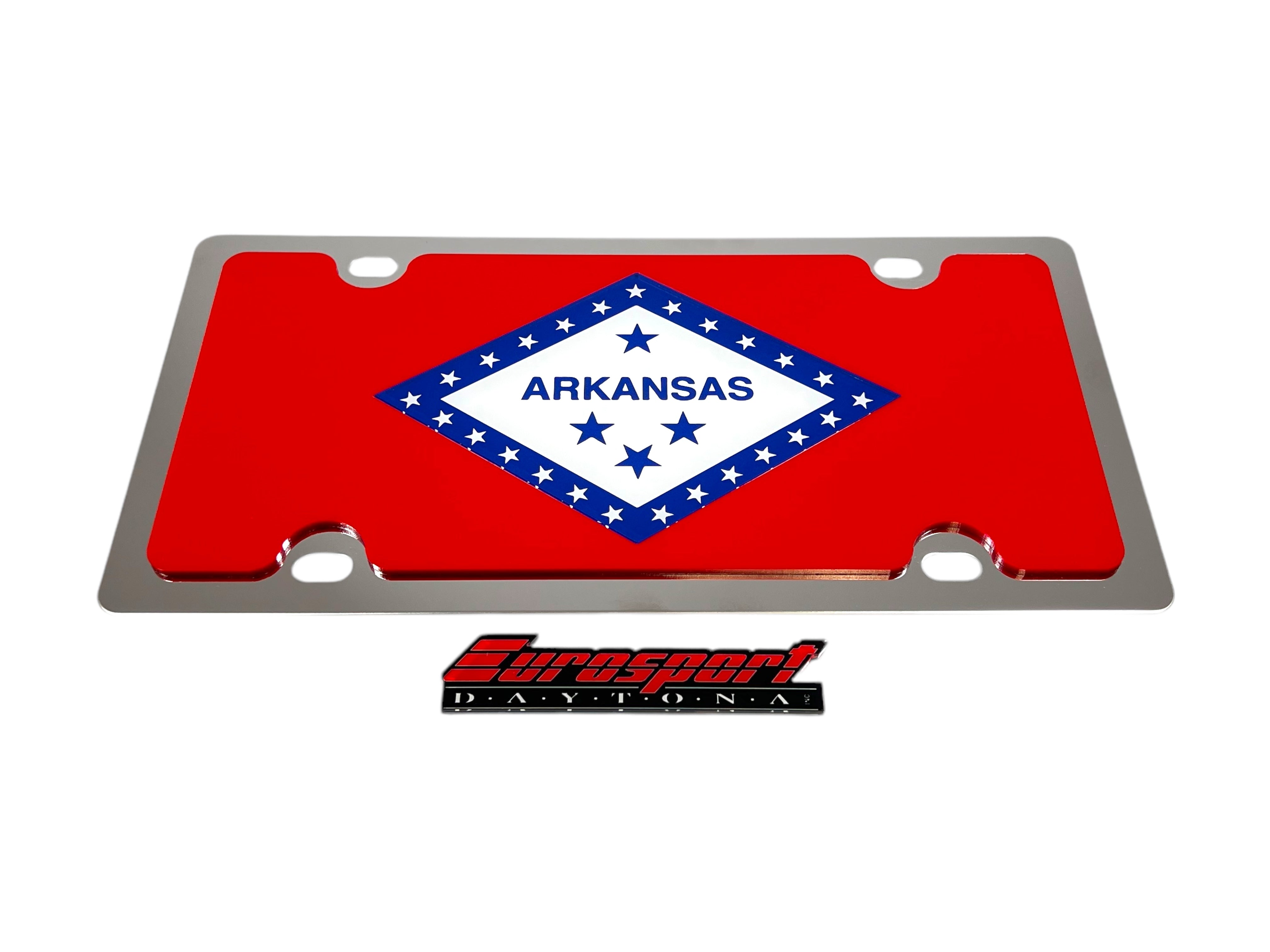 Arkansas State Flag Stainless Steel License Plate