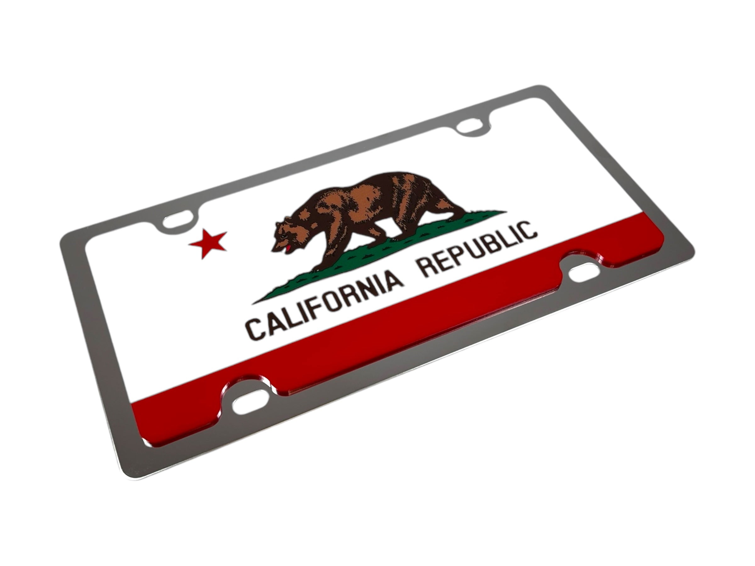 California State Flag Stainless Steel License Plate