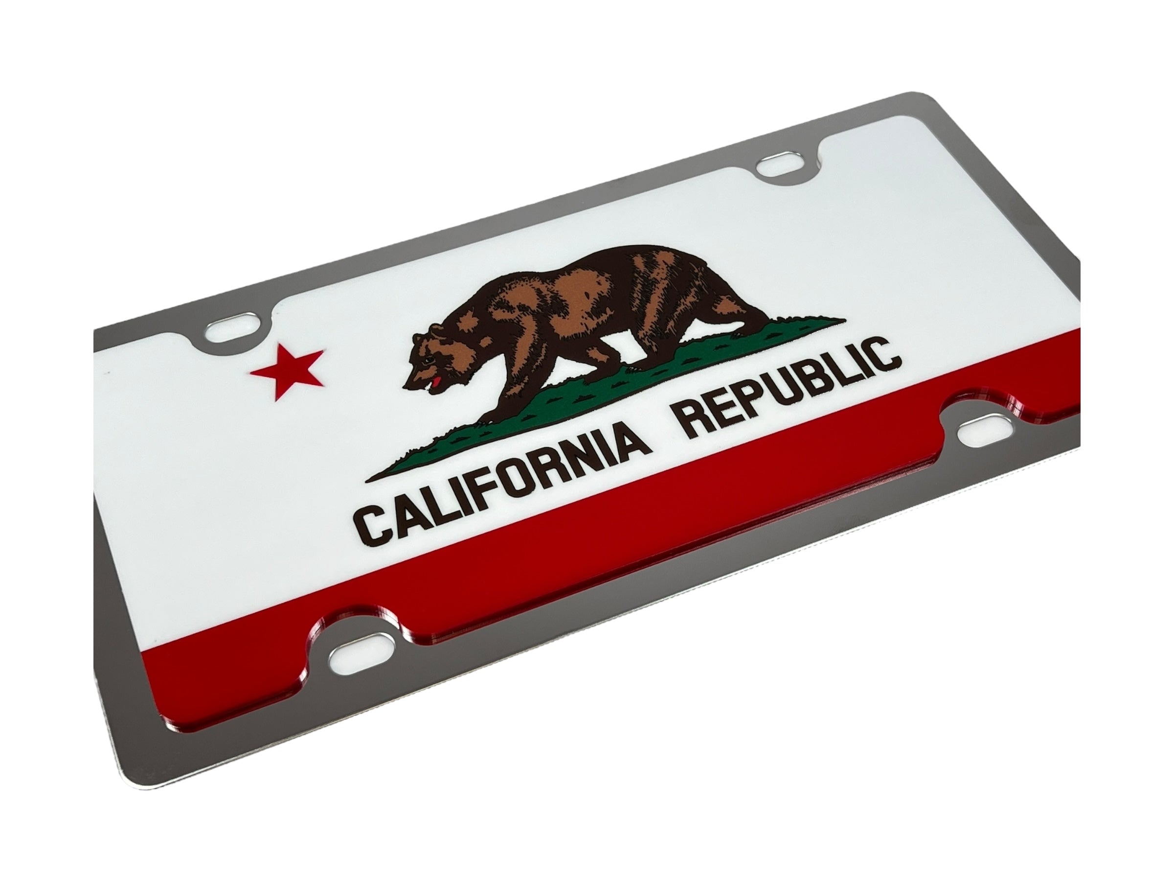 California State Flag Stainless Steel License Plate