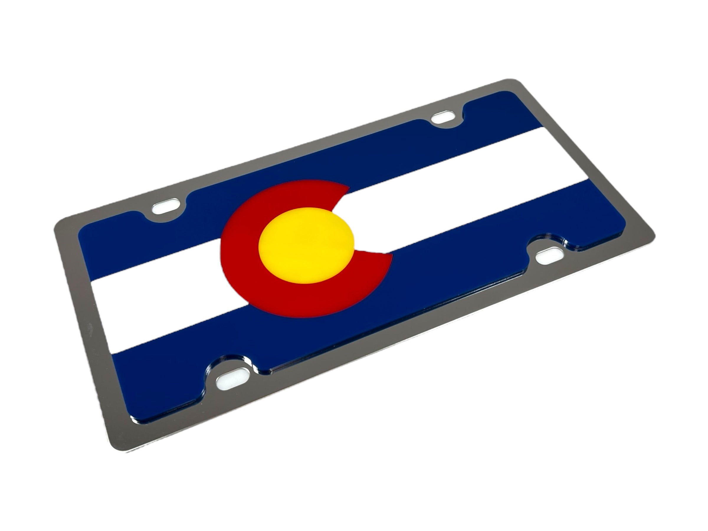 Colorado State Flag Stainless Steel License Plate