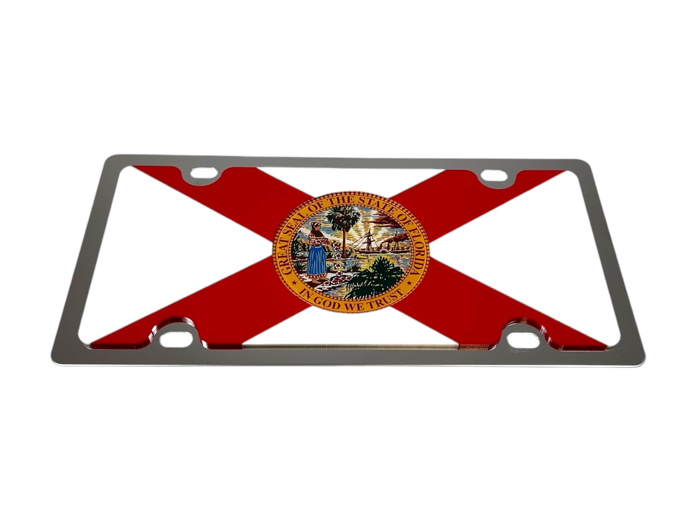 Florida State Flag Stainless Steel License Plate
