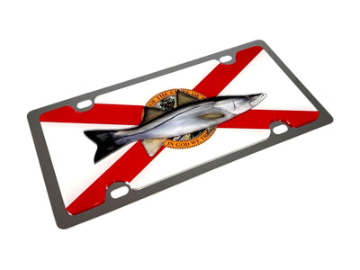 Florida Flag With Snook Stainless Steel License Plate