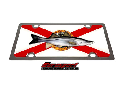 Florida Flag With Snook Stainless Steel License Plate