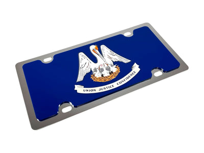 Louisiana State Flag Stainless Steel License Plate