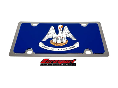 Louisiana State Flag Stainless Steel License Plate