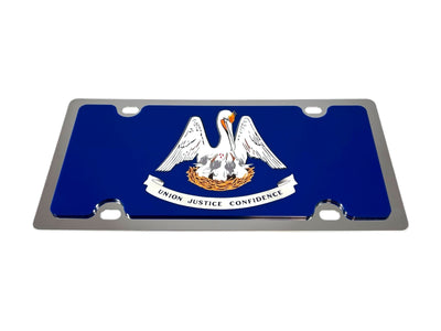 Louisiana State Flag Stainless Steel License Plate