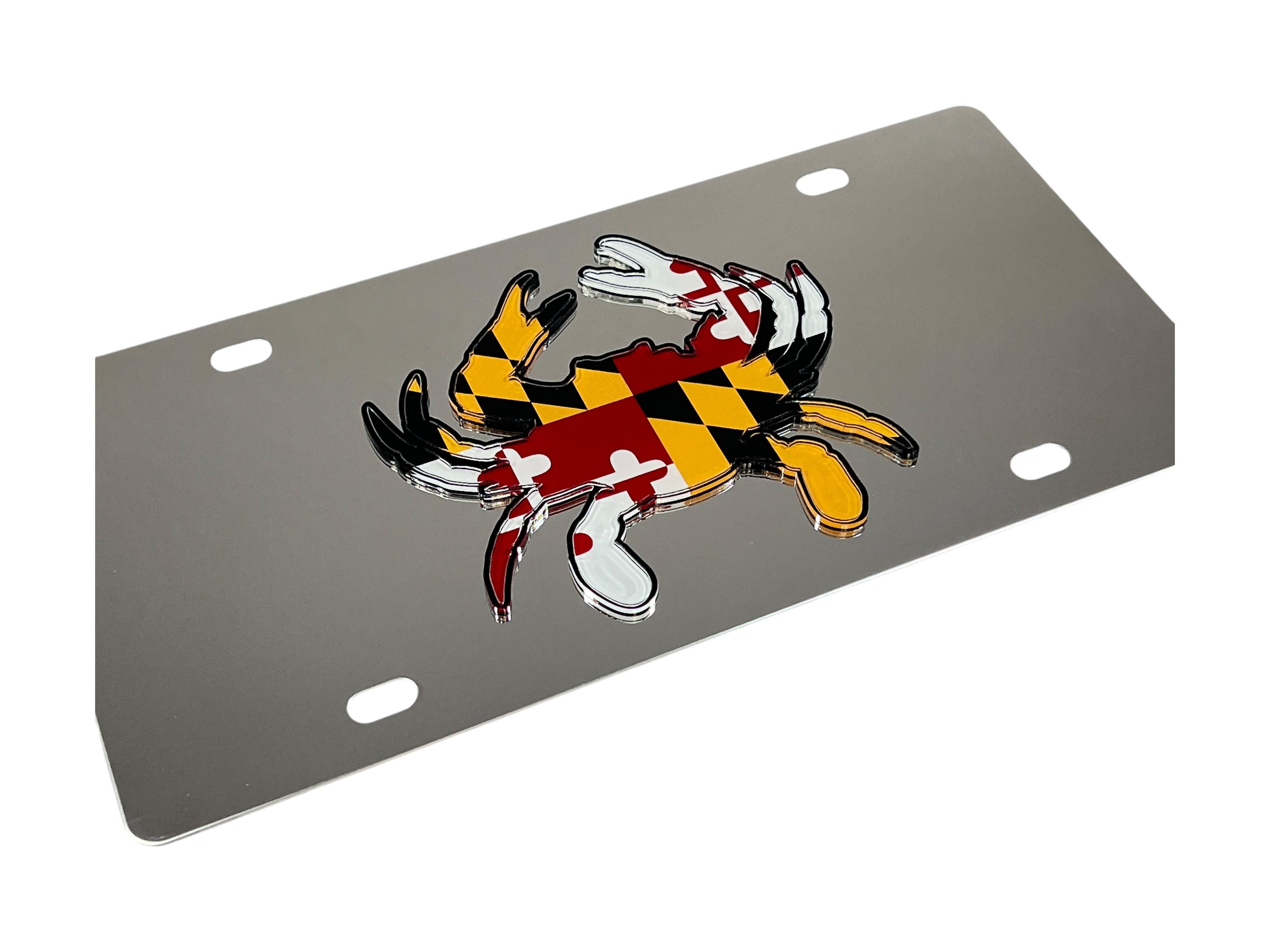 Maryland Crab State Flag Stainless Steel License Plate