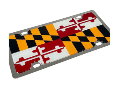 Maryland State Flag Stainless Steel License Plate