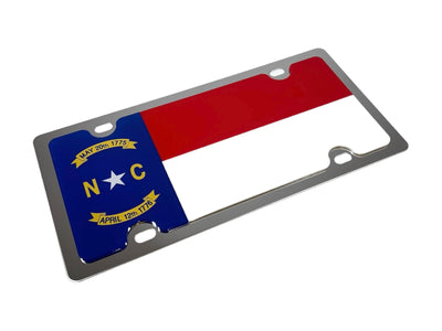 North Carolina State Flag Stainless Steel License Plate