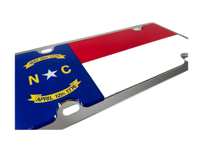 North Carolina State Flag Stainless Steel License Plate