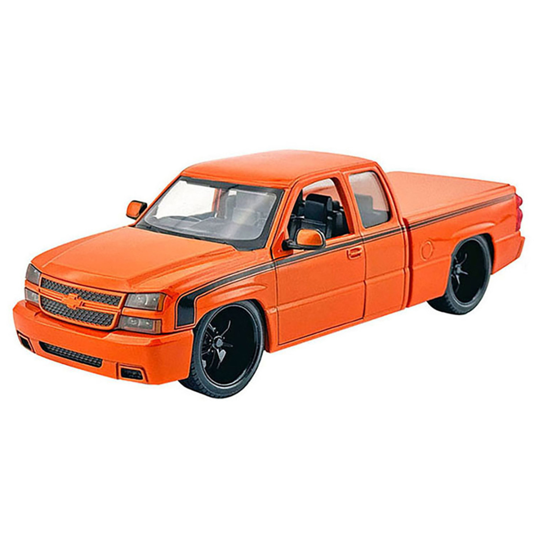 2006 Chevrolet Silverado Custom Pickup Truck Orange Metallic with Black Stripes "Die-Cast Collection" Series 1/25 Diecast Model Car