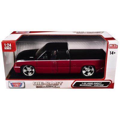 2006 Chevrolet Silverado Custom Pickup Truck Red Metallic and Black with Silver Stripes "Die-Cast Collection" Series 1/25 Diecast Model Car