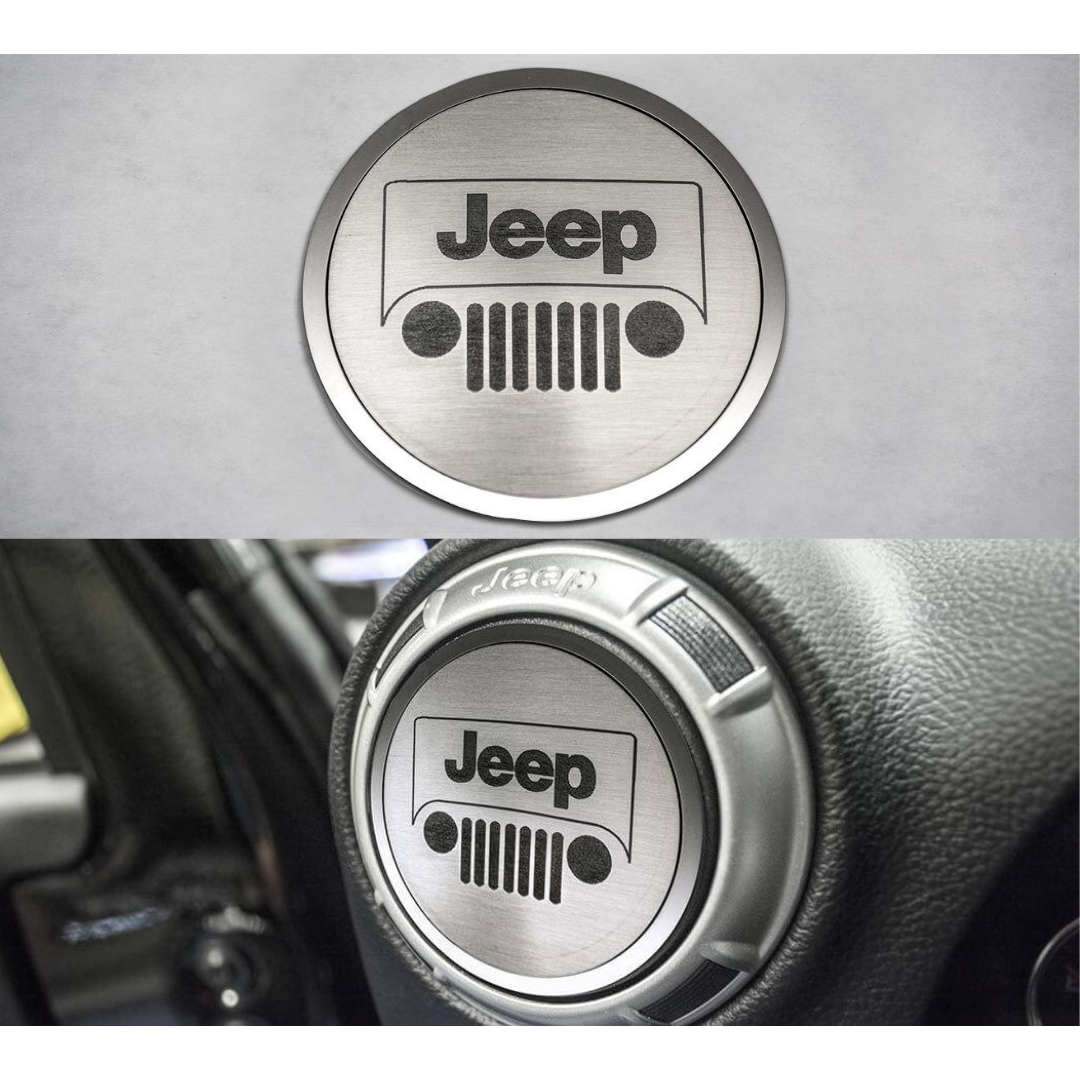 2007-2018 Jeep Wrangler JK/2018+ JL/2018-2023 - A/C Duct Trim Plates, Etched Jeep Logo 4Pc | Stainless Steel
