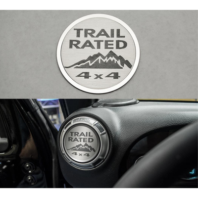 2007-2018 Jeep Wrangler JK/2018+ JL/218-2023 - A/C Duct Trim Plates, Etched Trail Rated 4Pc | Stainless Steel
