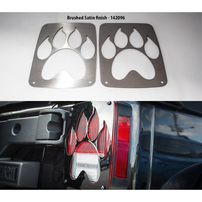 2007-2018 Jeep Wrangler JK/JKU - Paw Print Tail Light Covers | Stainless Steel, Choose Finish