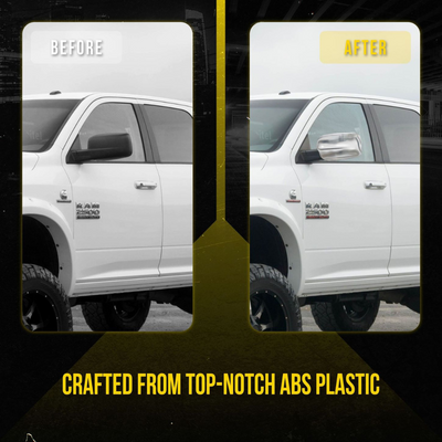2009-2010 Dodge Ram 1500, 11-18 Ram 1500, 19-23 Ram 1500 Classic 2 PCS No Turn Signal Full Chrome Tape-on Mirror Cover