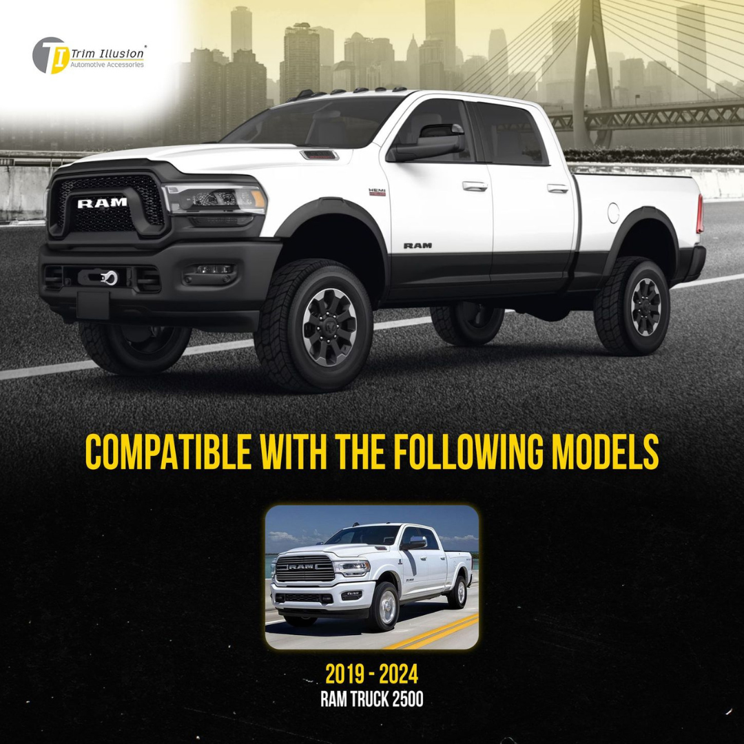 2010 Dodge Ram 3500/Ram 2500, 11-22 Ram 2500/3500 Non-Tow Style 2 PCS With Turn Signal Top Gloss Black Tape-on Mirror Cover