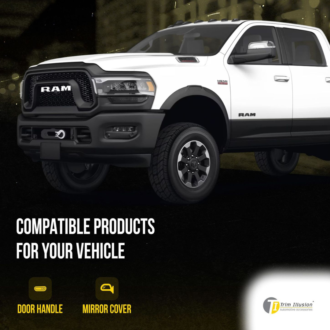 2010 Dodge Ram 2500/Ram 3500, 11-22 Ram 2500/3500 Non-Tow Style 2 PCS With Turn Signal Top Chrome Tape-on Mirror Cover