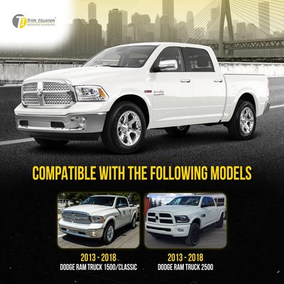 2013-2018 Ram 1500, 19-23 Ram 1500 Classic 2 PCS With Turn Signal Full Chrome Tape-on Mirror Cover