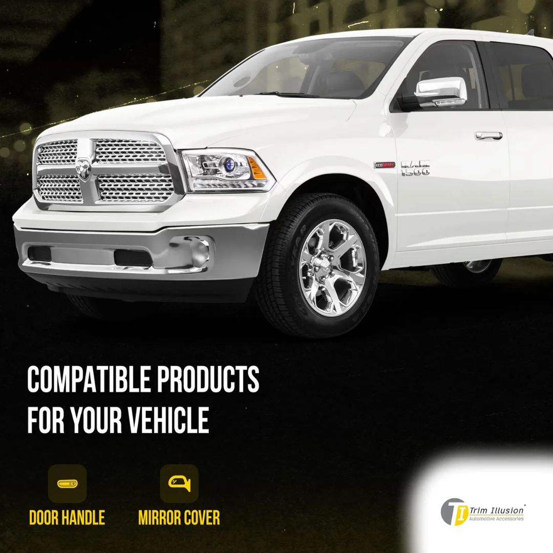 2013-2018 Ram 1500, 19-23 Ram 1500 Classic 2 PCS With Turn Signal Full Chrome Tape-on Mirror Cover