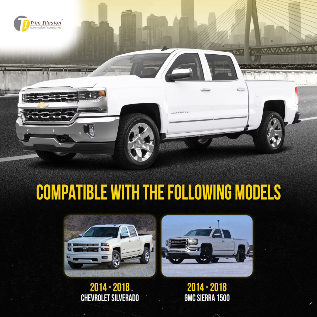 2014-2018 Chevrolet Silverado 1500, 14-18 GMC Sierra 1500 2 PCS Top Chrome Replacement Mirror Cover