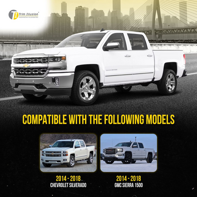 2014-2018 Chevrolet Silverado 1500, 14-18 GMC Sierra 1500 2 PCS Top Chrome Replacement Mirror Cover