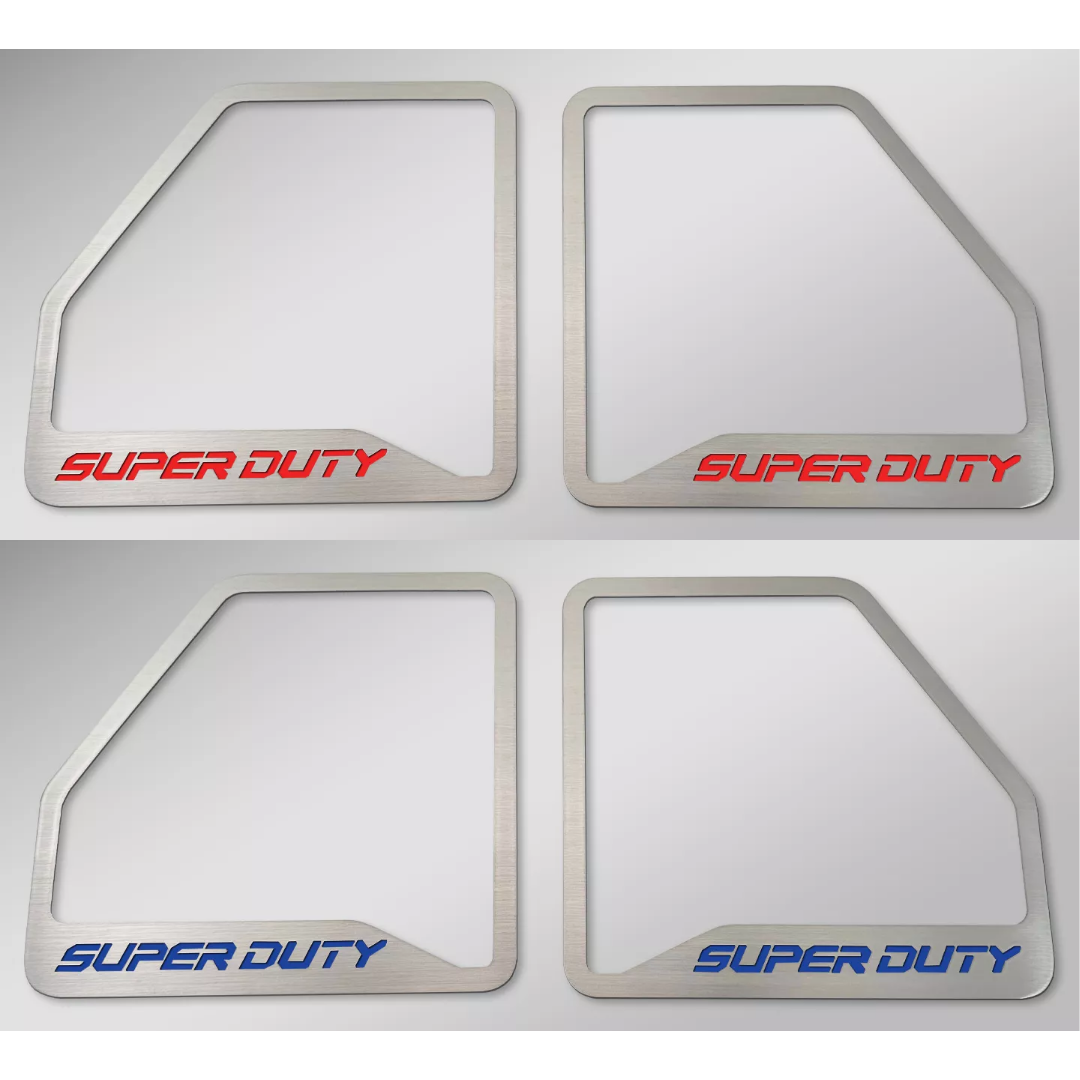 2017-2022 Ford F250 Brushed Deluxe Door Speaker Trim "SUPER DUTY" Logo 6pc | Select Inlay