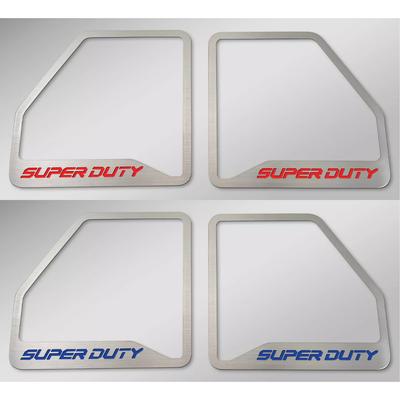 2017-2022 Ford F250 Brushed Deluxe Door Speaker Trim "SUPER DUTY" Logo 6pc | Select Inlay