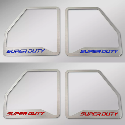 2017-2022 Ford F250 Brushed Front Inner Door Speaker Trim "SUPER DUTY" Etched Logo 2pc | Select Inlay