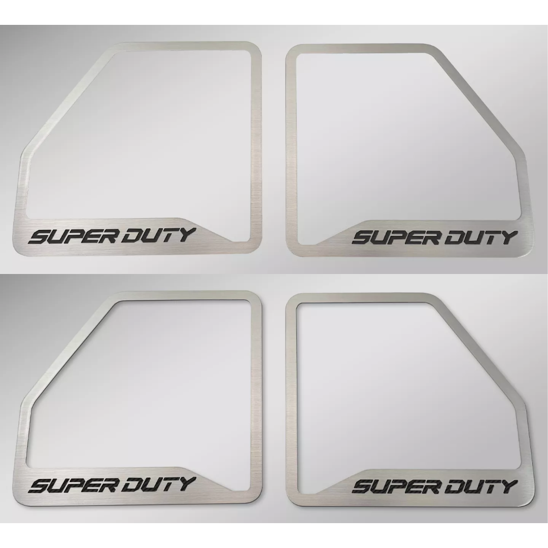 2017-2022 Ford F250 Polished Deluxe Door Speaker Trim "SUPER DUTY" Logo 6pc | Select Inlay