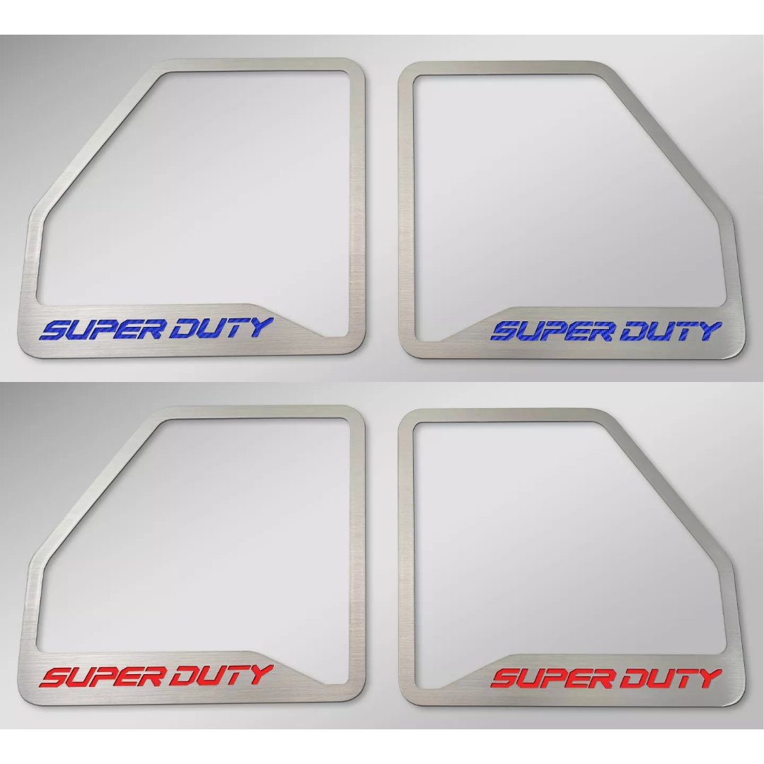 2017-2022 Ford F250 Polished Deluxe Door Speaker Trim "SUPER DUTY" Logo 6pc | Select Inlay