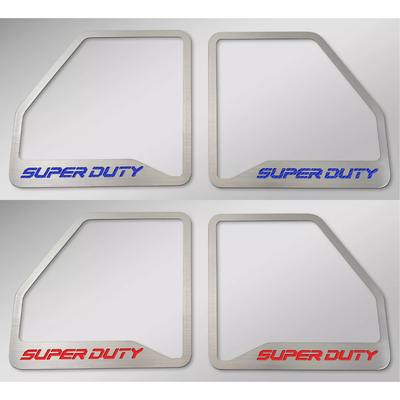 2017-2022 Ford F250 Polished Deluxe Door Speaker Trim "SUPER DUTY" Logo 6pc | Select Inlay