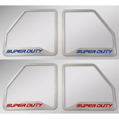 2017-2022 Ford F250 Polished Deluxe Door Speaker Trim "SUPER DUTY" Logo 6pc | Select Inlay
