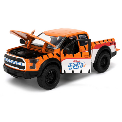 2017 Ford F-150 Raptor Pickup Truck "Frosted Flakes" Orange with Graphics and Tony the Tiger Diecast Figure "Hollywood Rides" Series 1/24 Diecast Model Car