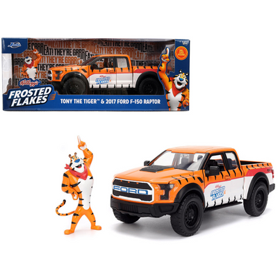 2017 Ford F-150 Raptor Pickup Truck "Frosted Flakes" Orange with Graphics and Tony the Tiger Diecast Figure "Hollywood Rides" Series 1/24 Diecast Model Car
