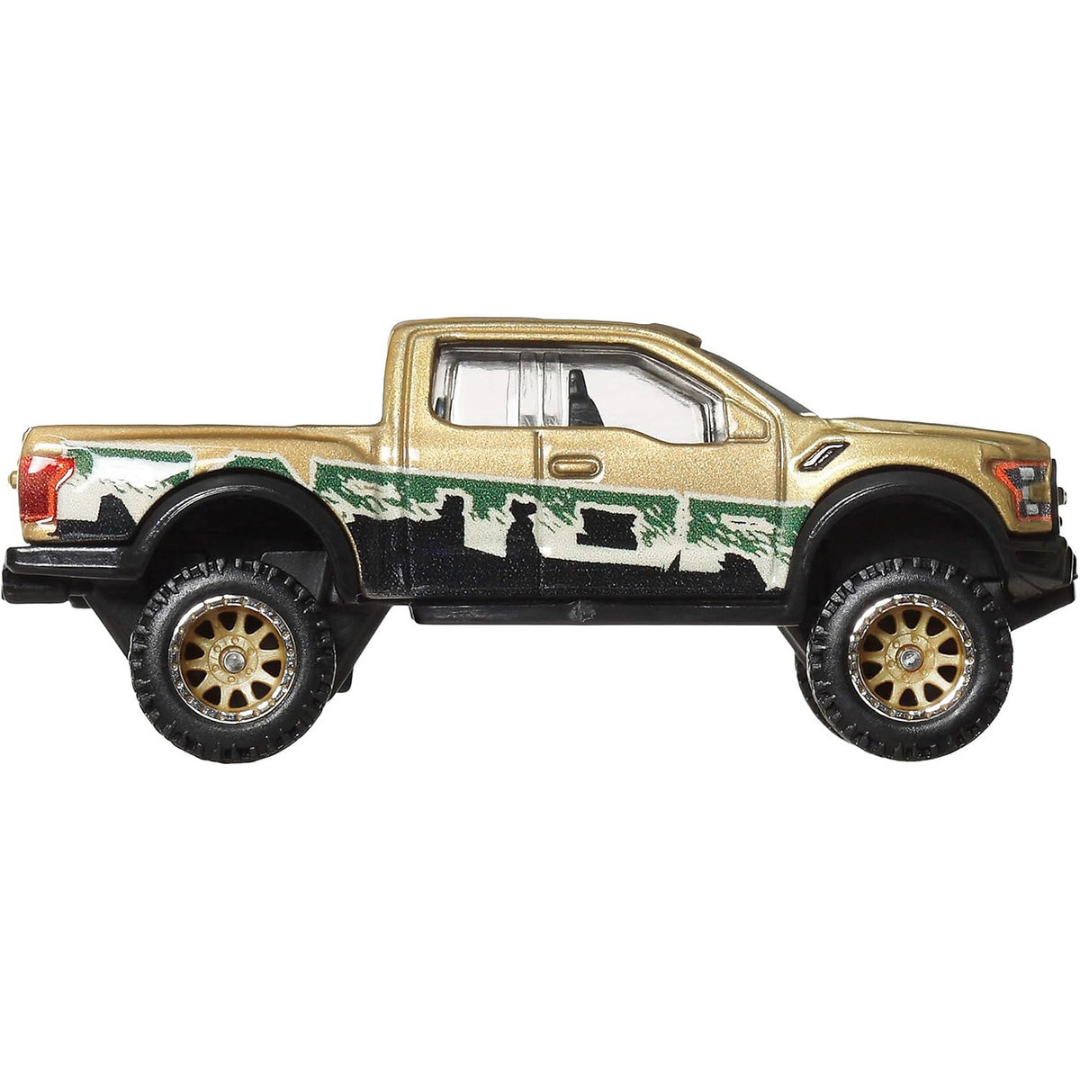2017 Ford F-150 Raptor Pickup Truck Gold Metallic with Graphics "HW Off Road" Series Diecast Model Car