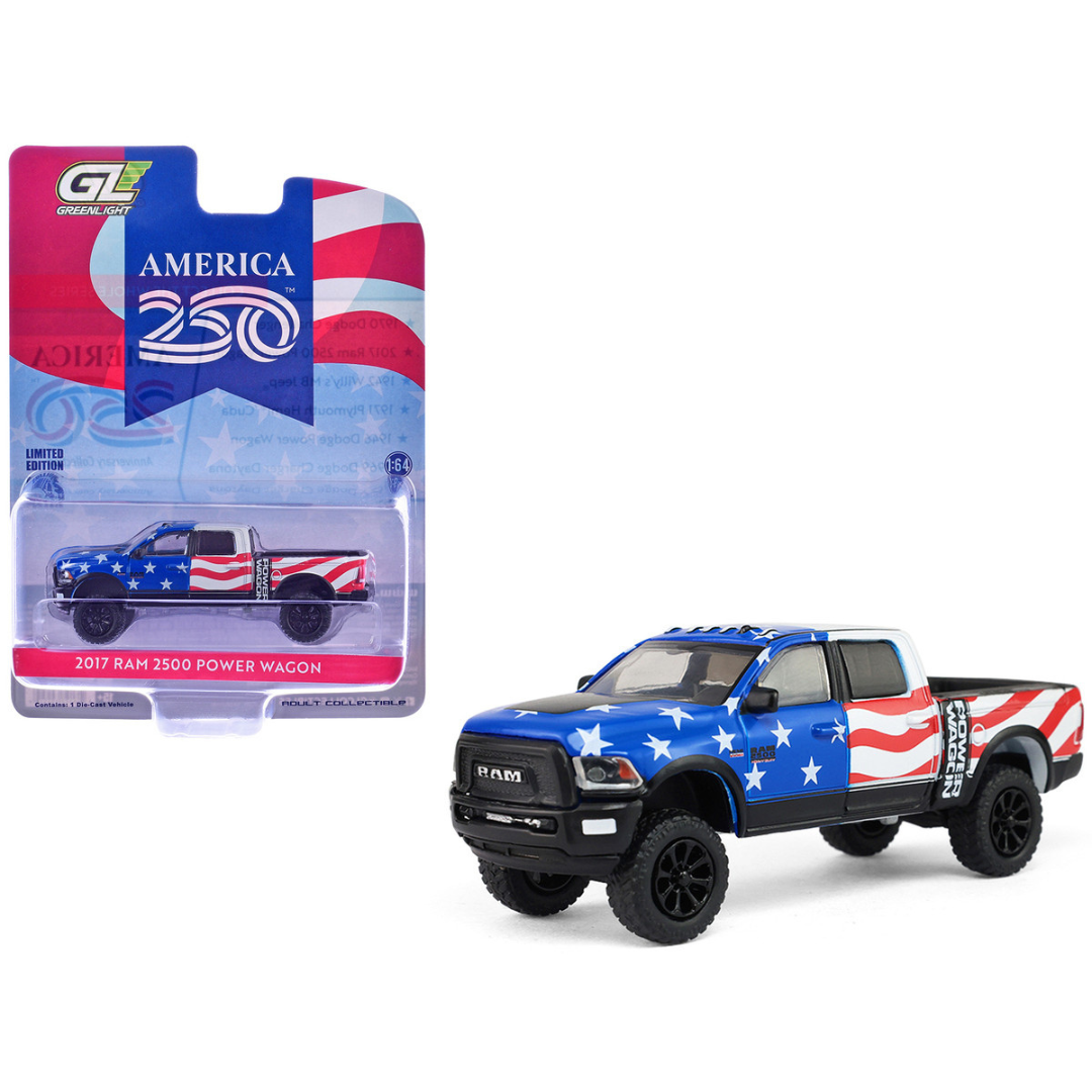 2017 Ram 2500 Power Wagon Pickup Truck American Flag Livery "America 250 Edition" "Anniversary Collection" Series 18 1/64 Diecast Model Car