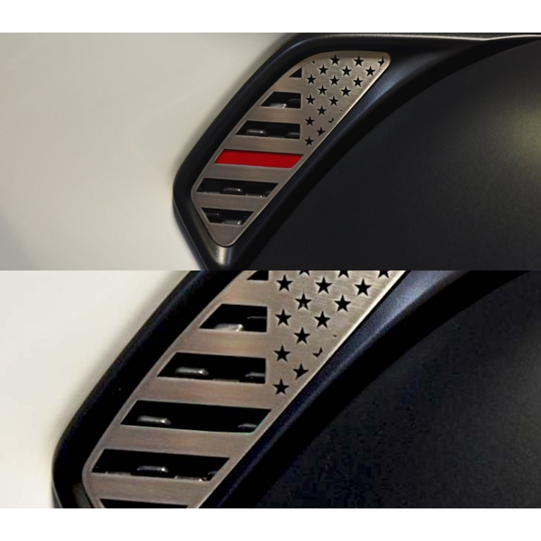 2018-2020 Jeep Wrangler JL/JLU - Side Vent Accents Flag w/Color Insert 2Pc | Stainless, Choose Color & Finish