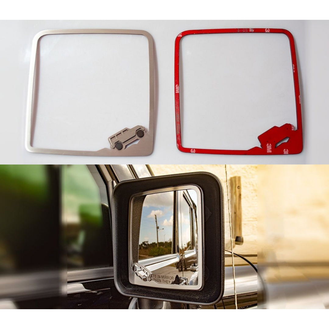 2007-2018 Jeep Wrangler JK/JKU - Side View Mirror Trim Jeep Vehicle Style 2Pc | Stainless