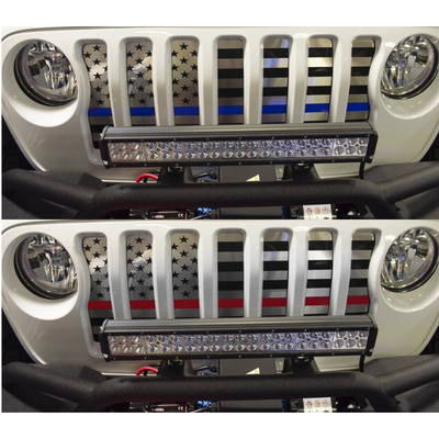 2018-2023 Jeep Wrangler JL - Front Grille American Flag | Brushed Stainless