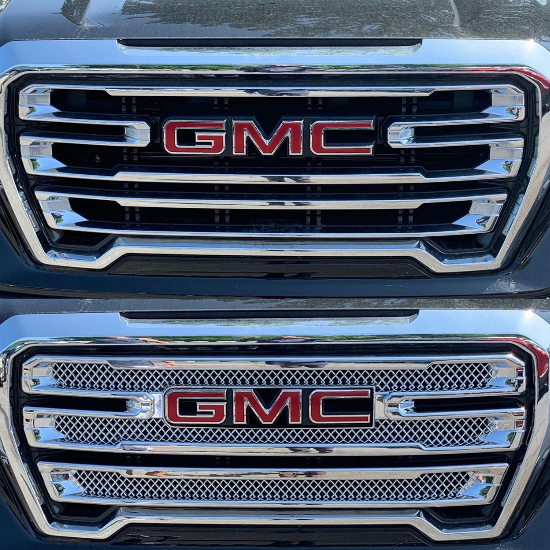 2019-2021 GMC Sierra 1500 AT4/SLT 2 PCS Chrome Tape-on Patented Grille Overlay