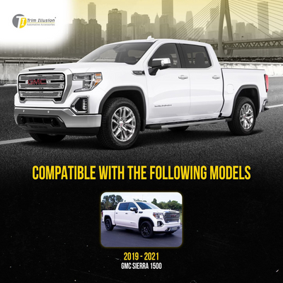 2019-2021 GMC Sierra 1500 AT4/SLT 2 PCS Chrome Tape-on Patented Grille Overlay