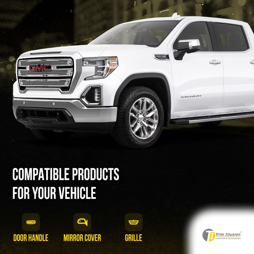 2019-2021 GMC Sierra 1500 AT4/SLT 2 PCS Chrome Tape-on Patented Grille Overlay