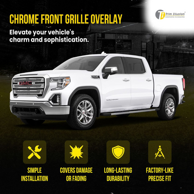 2019-2021 GMC Sierra 1500 AT4/SLT 2 PCS Chrome Tape-on Patented Grille Overlay