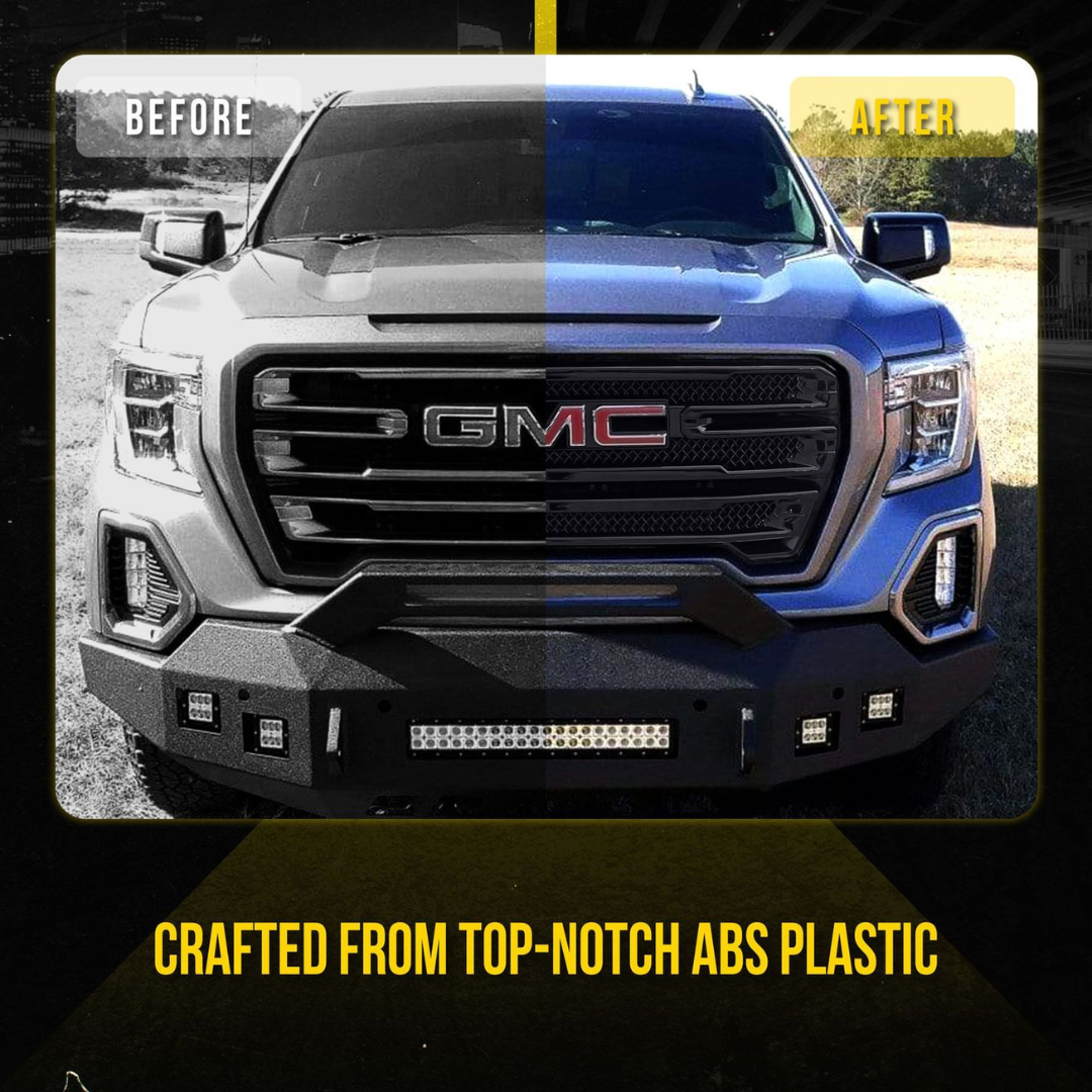 2019-2021 GMC Sierra 1500 AT4/SLT 2 PCS Gloss Black Tape-on Patented Grille Overlay