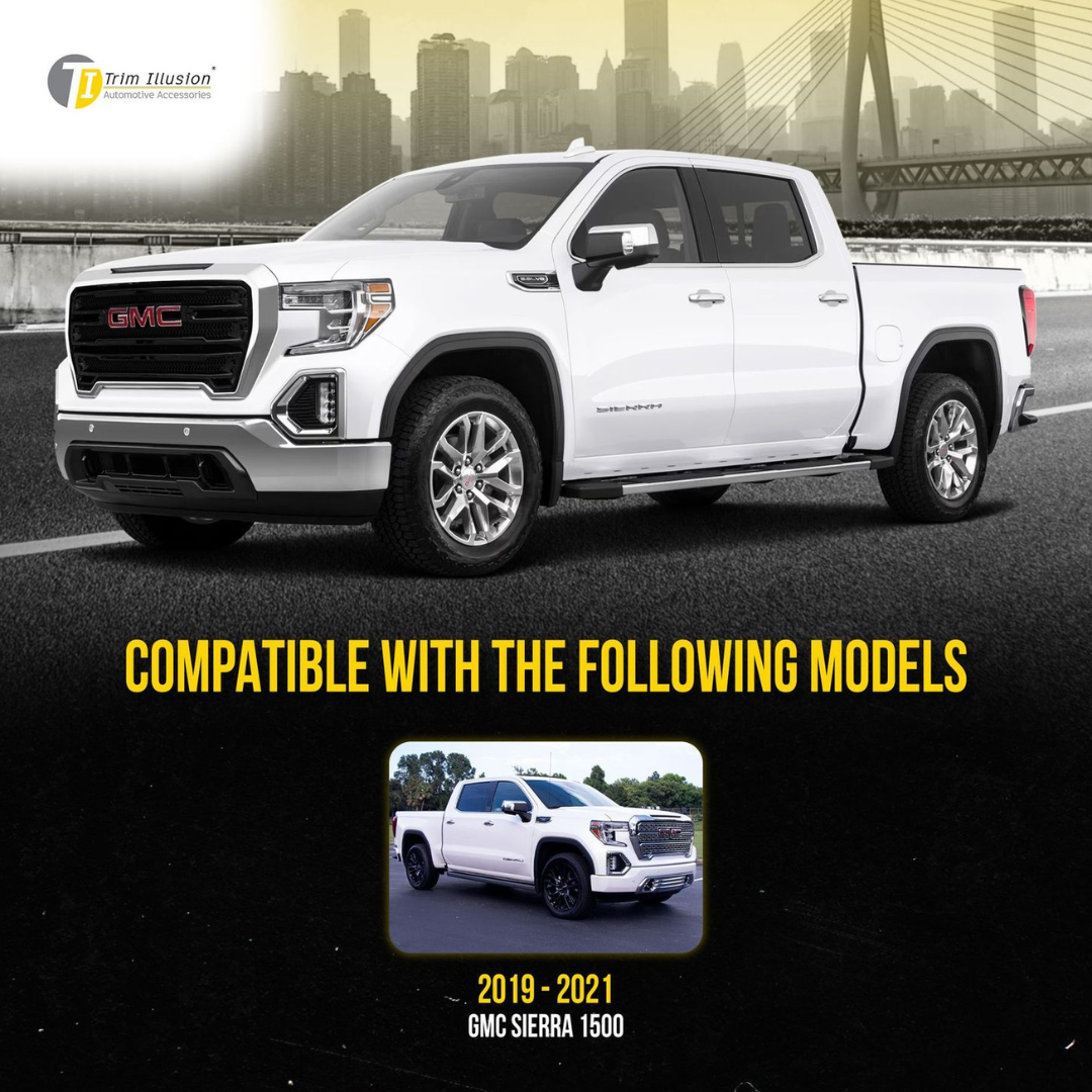 2019-2021 GMC Sierra 1500 AT4/SLT 2 PCS Gloss Black Tape-on Patented Grille Overlay