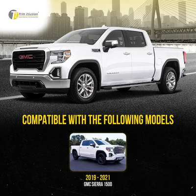 2019-2021 GMC Sierra 1500 AT4/SLT 2 PCS Gloss Black Tape-on Patented Grille Overlay