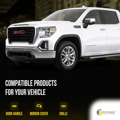 2019-2021 GMC Sierra 1500 AT4/SLT 2 PCS Gloss Black Tape-on Patented Grille Overlay