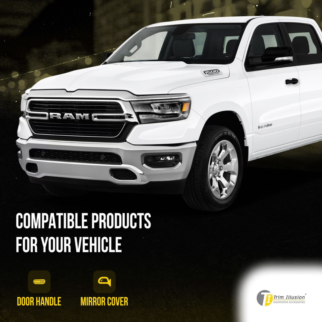 2019-2024 Ram 1500 2 PCS With Turn Signal Top Gloss Black Tape-on Mirror Cover